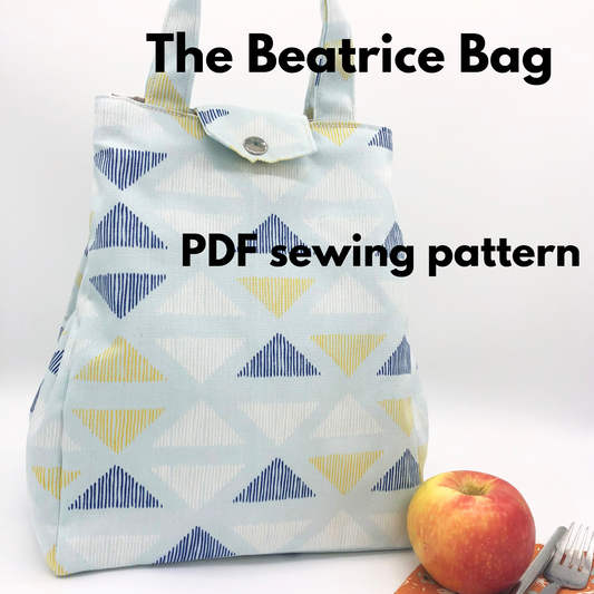Beatrice bag lunch bag PDF sewing pattern. Zero waste sewing pattern!