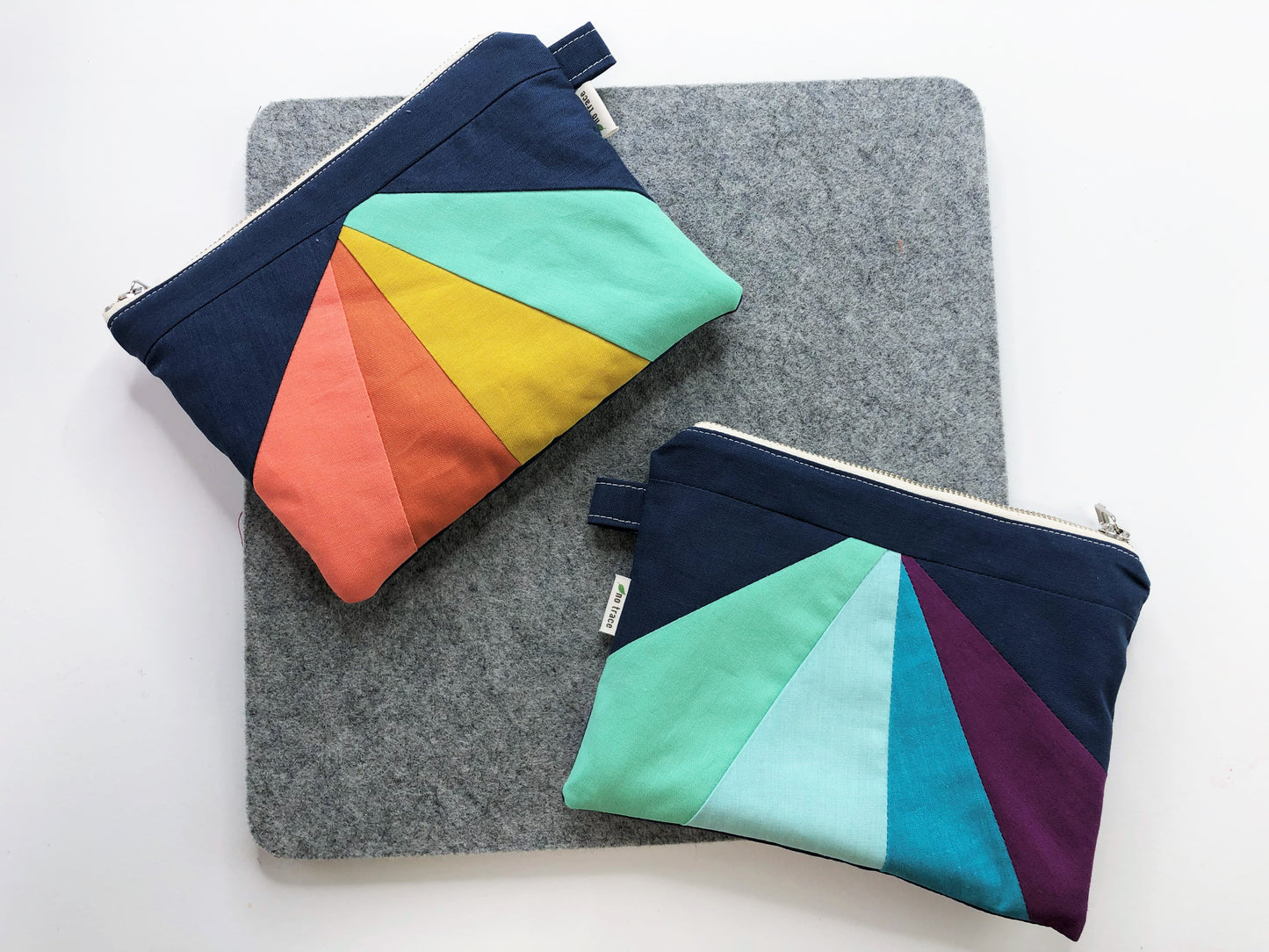 PDF sewing pattern. Rainbow paper pieced zipper pouch.