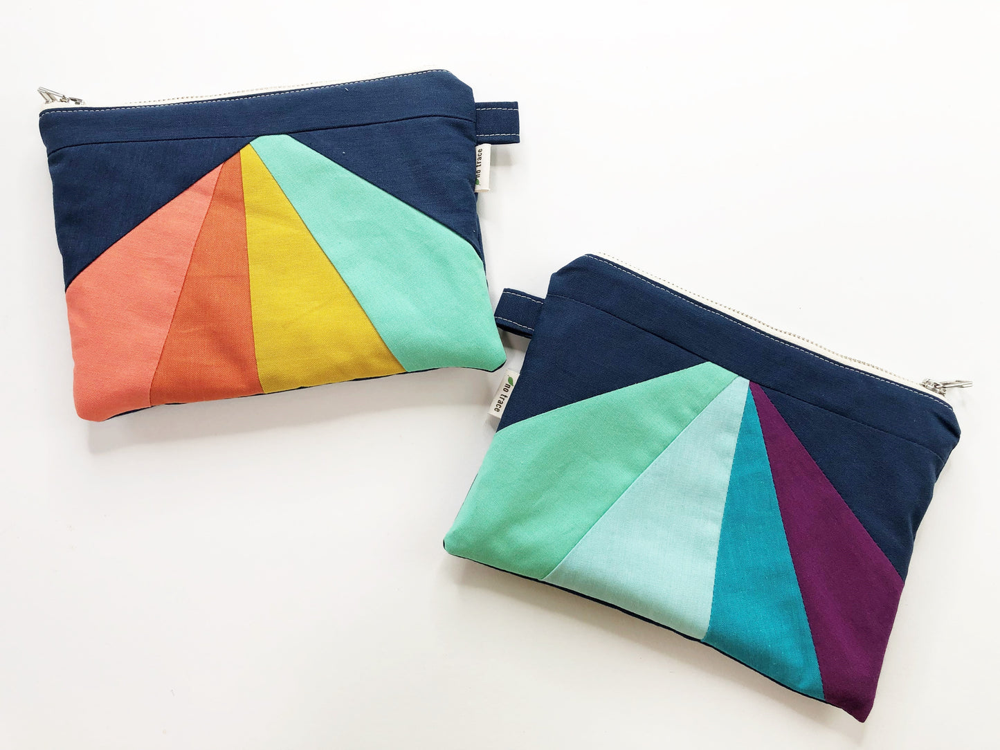 PDF sewing pattern. Rainbow paper pieced zipper pouch.